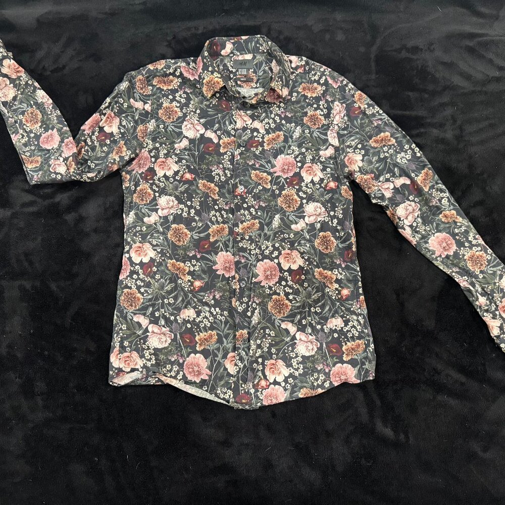 H&M Slim Fit Floral Long Sleeve Button Down